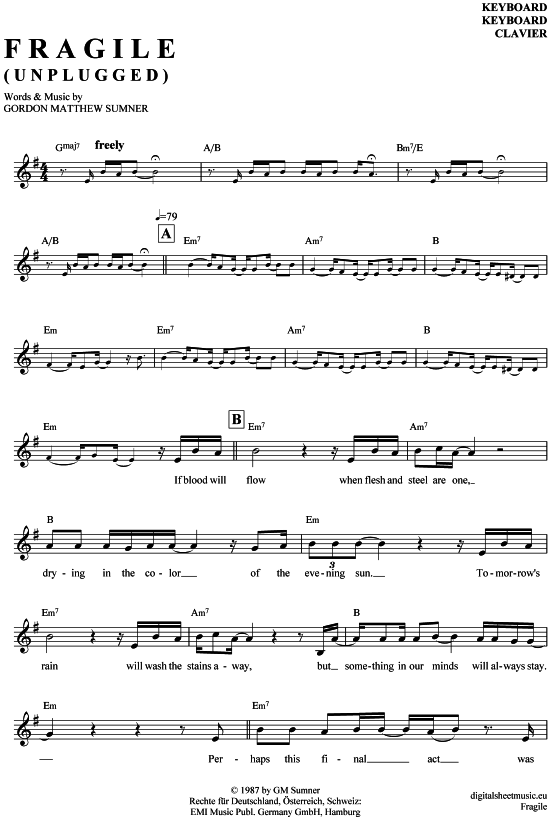 Product gallery: Page 1 of 4 Fragile , Sting, (Keyboard)