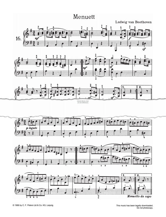 Produktgalerie: Seite 1 von 1 Menuett, Ludwig van Beethoven, Klavier