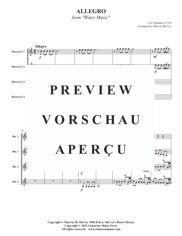 Product gallery: Page 3 of 10 Allegro from Water Music, , Horn Quartet
