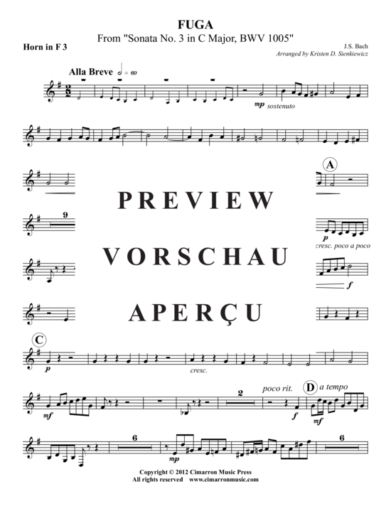 Produktgalerie: Seite 20 von 21 Fuge aus Sonate Nr. 3 in C-Dur, BWV 1005 , , (Hornquartett)