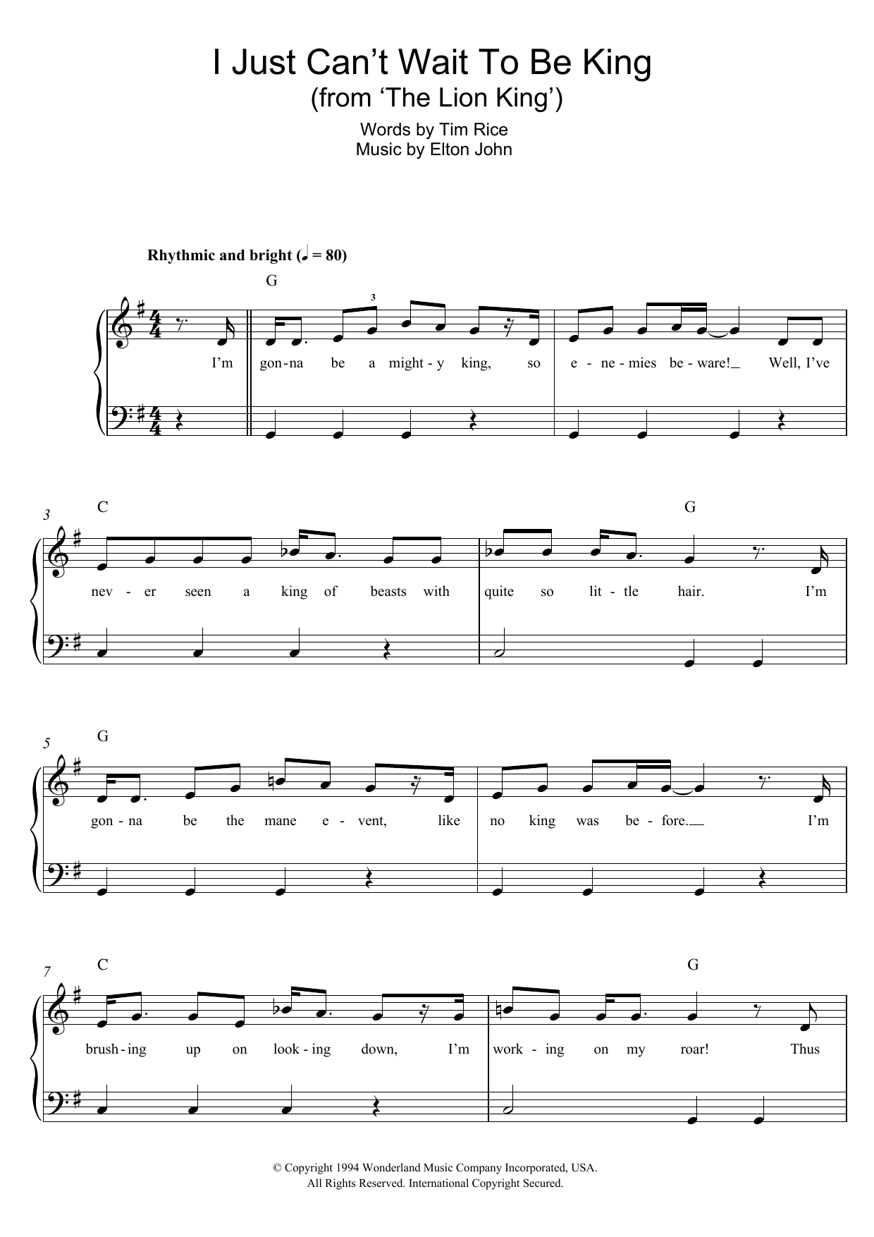 Produktbild zu: I Just Can't Wait To Be King (from The Lion King)