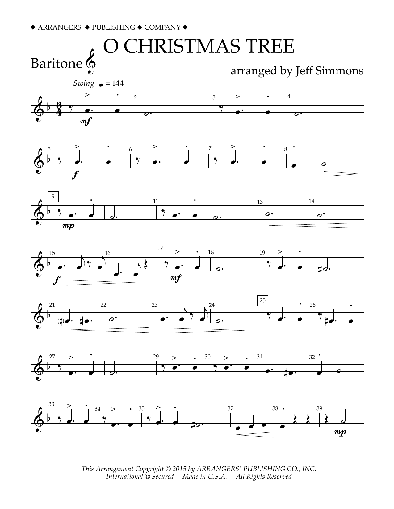 Product gallery: Page 1 of 1 O Christmas Tree - Baritone T.C., Jeff Simmons