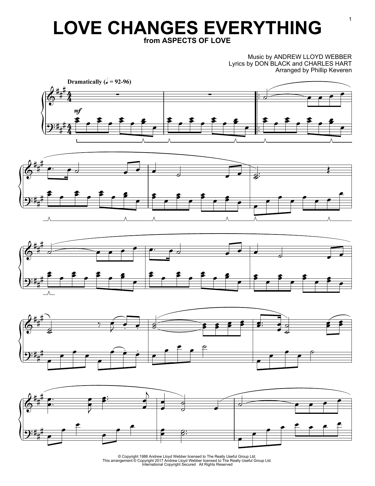Product gallery: Page 1 of 1 Love Changes Everything (from Aspects Of Love) (arr. Phillip Keveren), Andrew Lloyd Webber
