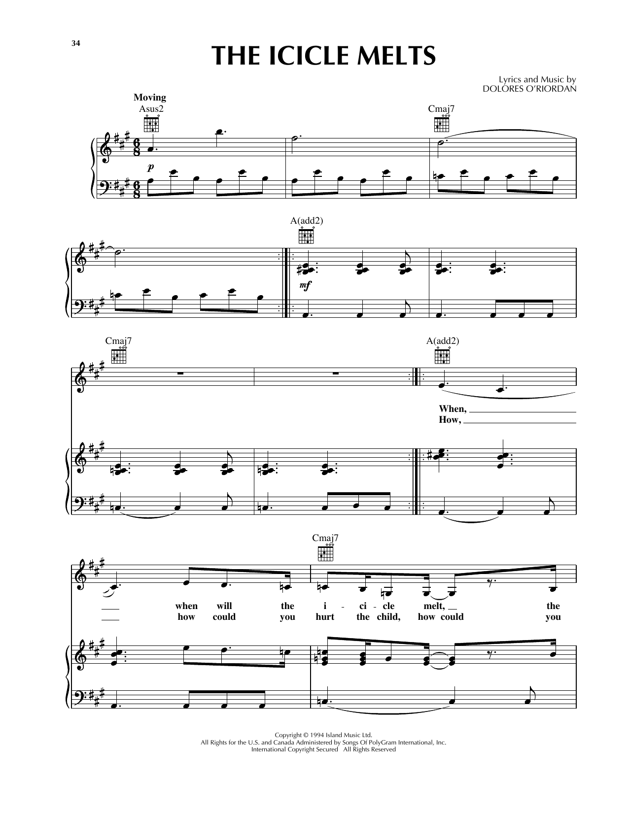 Produktgalerie: Seite 1 von 1 The Icicle Melts, The Cranberries, Gesang, Gitarre, Klavier