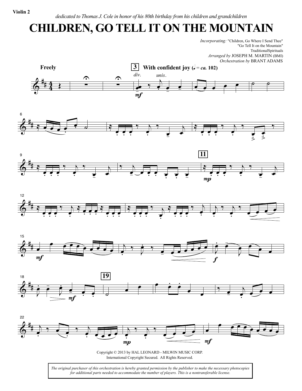 Produktbild zu: Children, Go Tell It on the Mountain - Violin 2