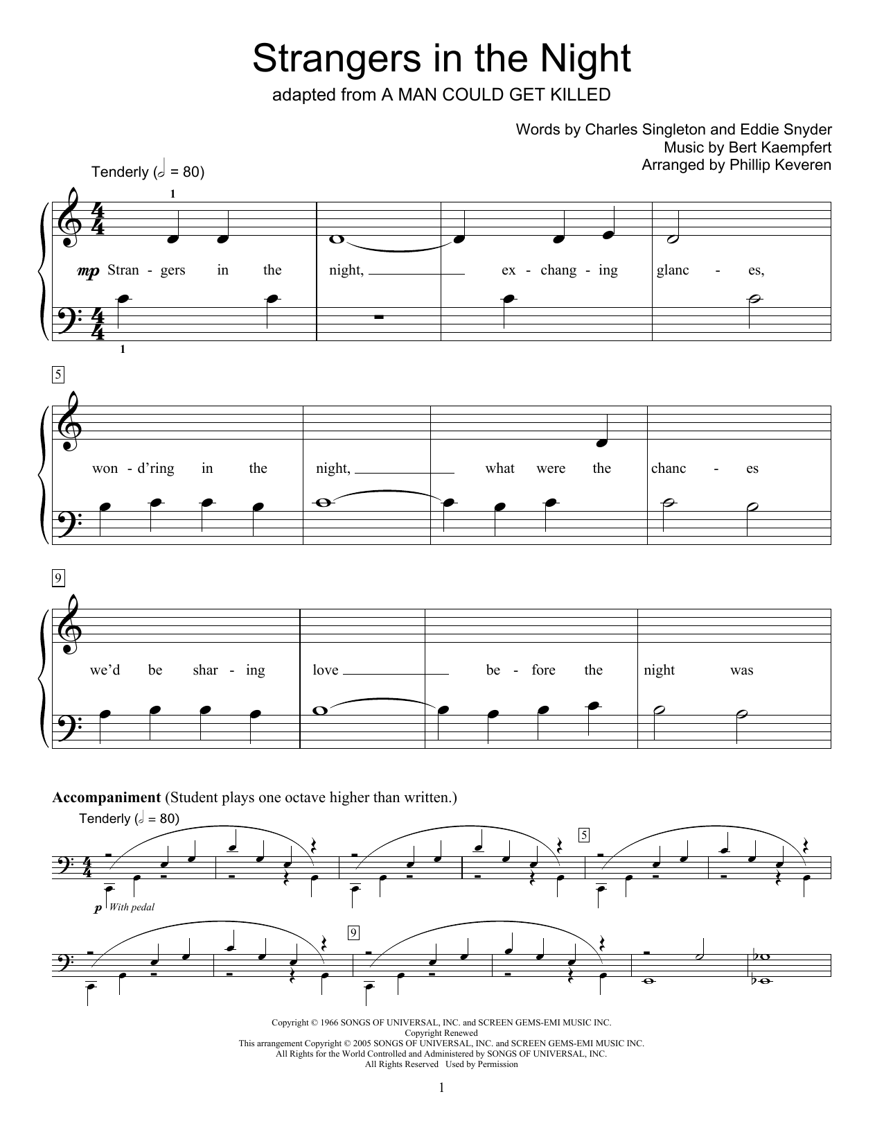 Product gallery: Page 1 of 1 Strangers In The Night (arr. Phillip Keveren), Frank Sinatra