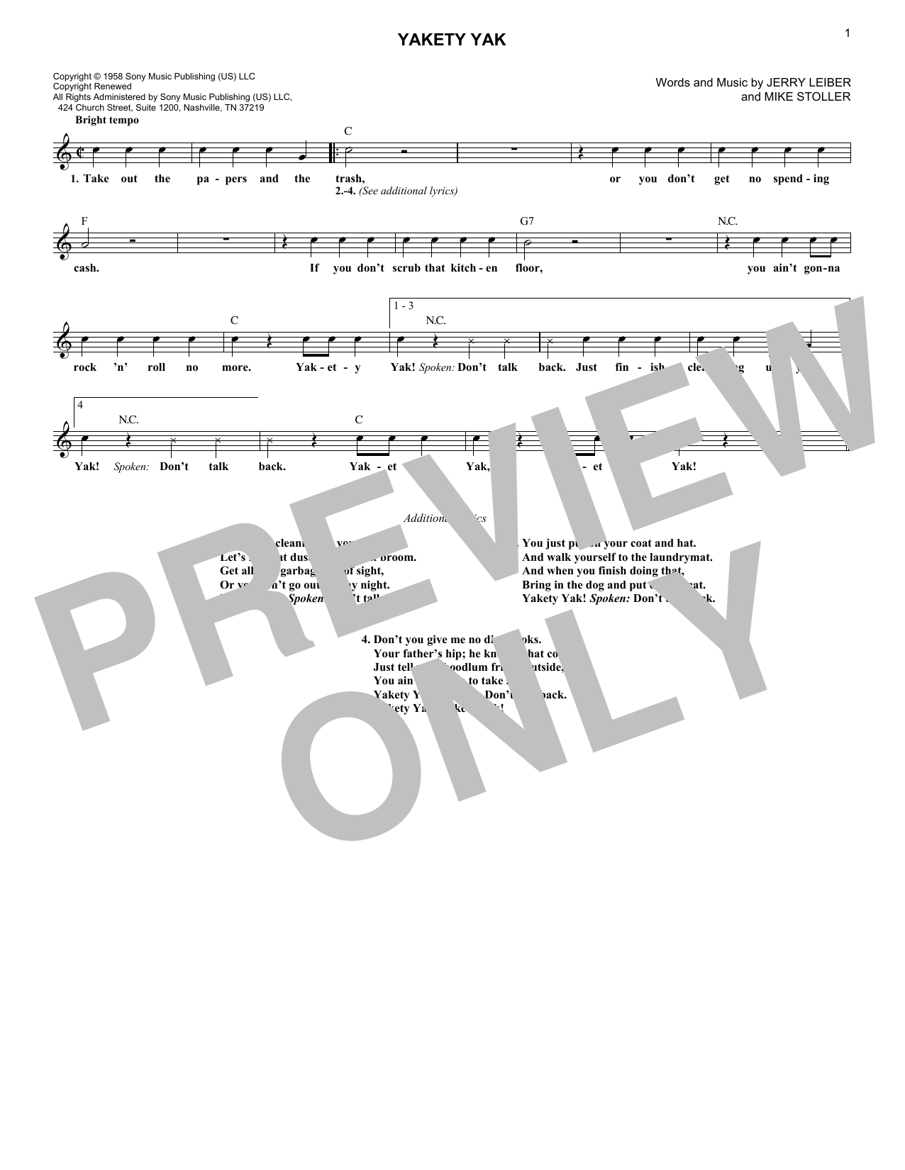 Produktgalerie: Seite 1 von 1 Yakety Yak, The Coasters, Melodieinstrument