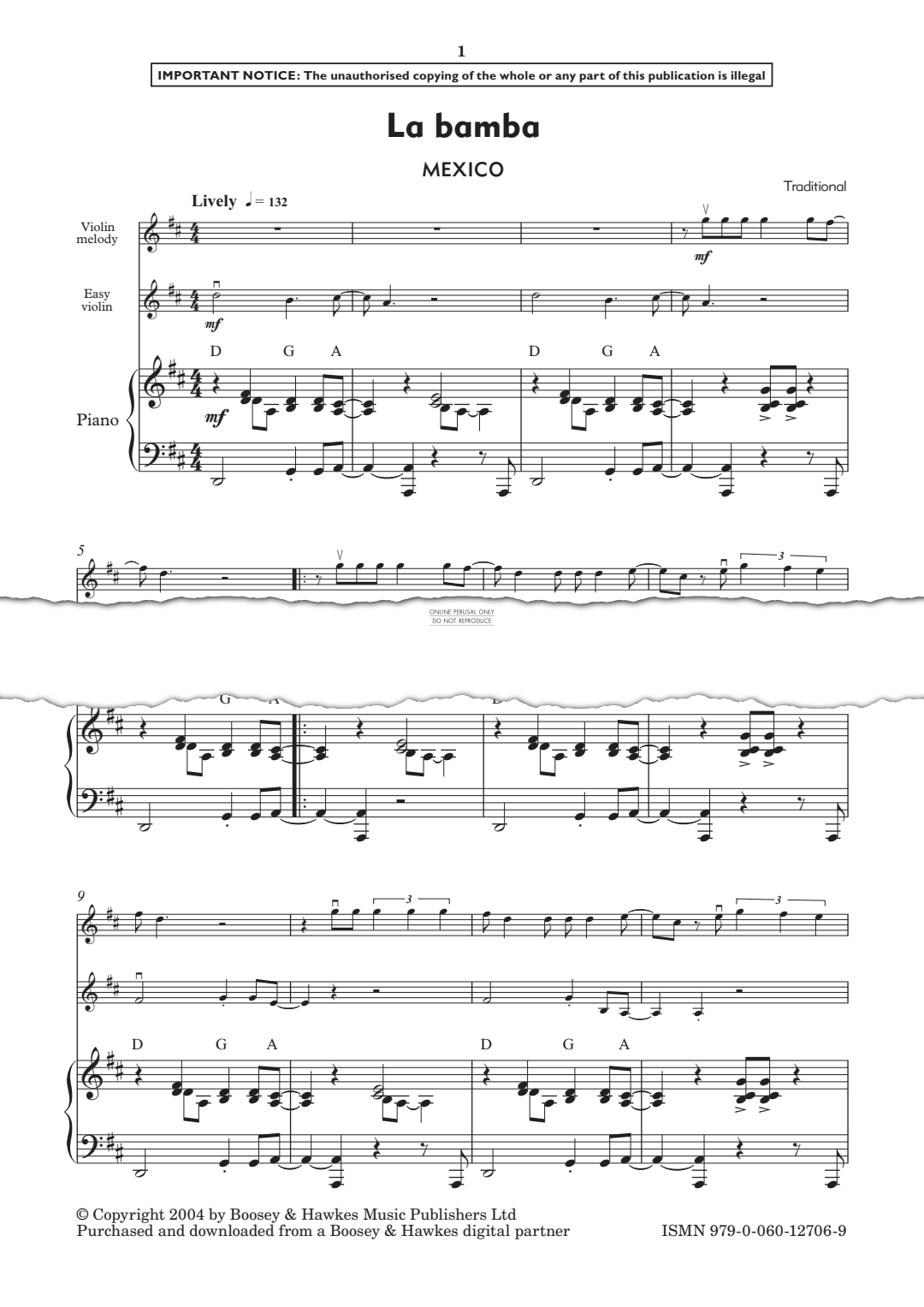 Produktgalerie: Seite 1 von 1 La bamba, , Klavier, Violine