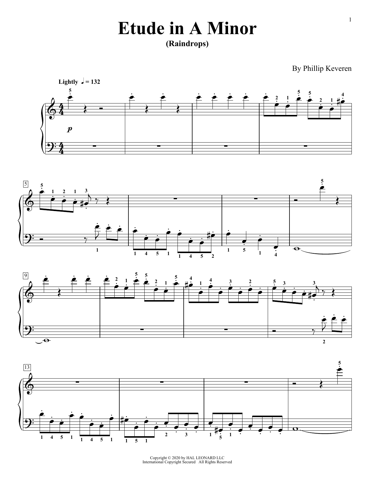 Product gallery: Page 1 of 1 Etude In A Minor (Raindrops), Phillip Keveren