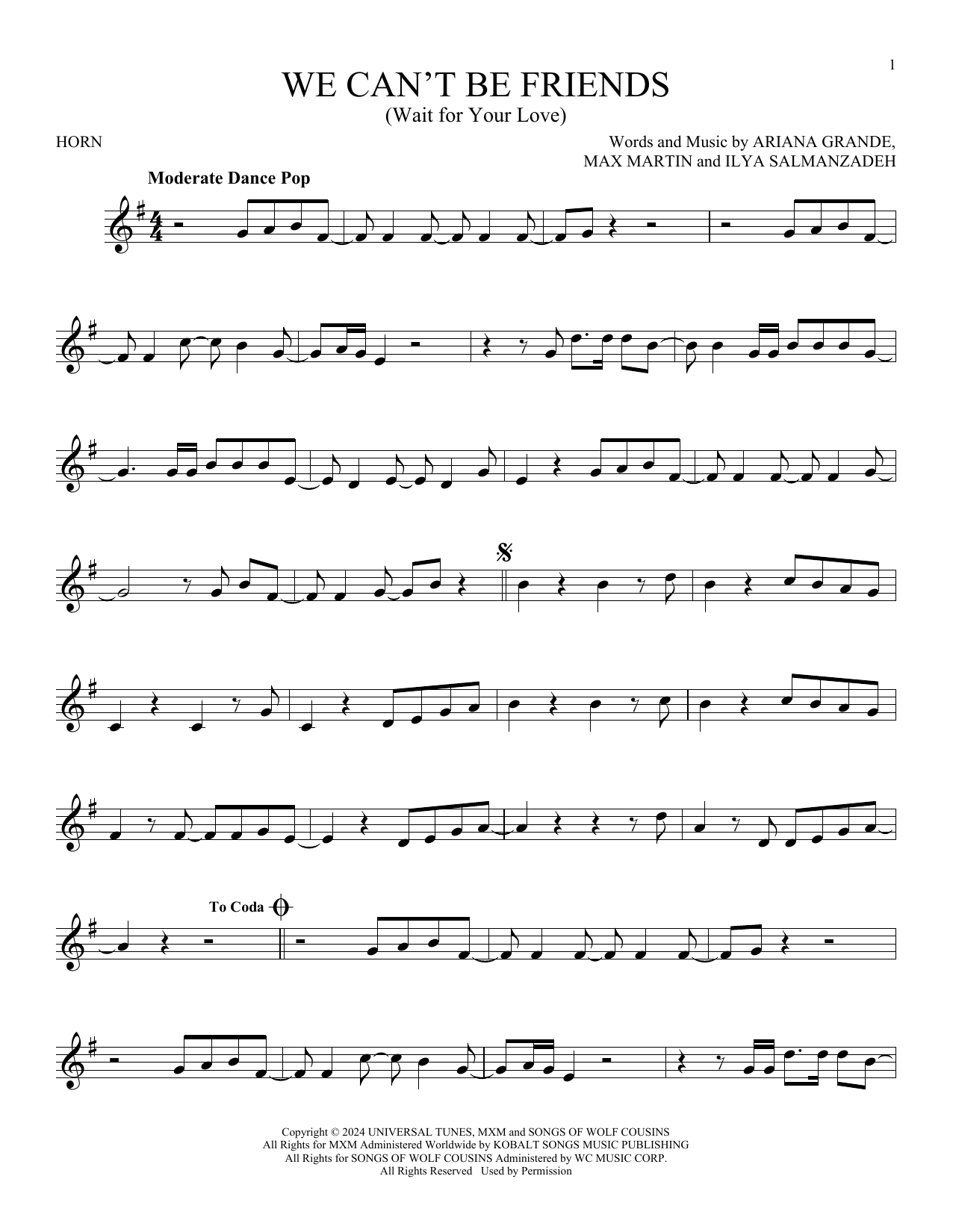 Produktgalerie: Seite 1 von 1 We Can't Be Friends (Wait For Your Love), Ariana Grande, Horn