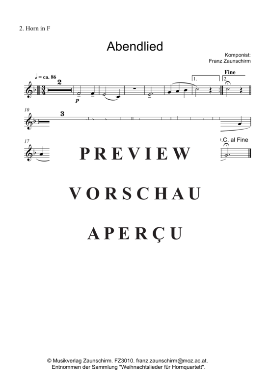 gallery: Abendlied , , (Horn-Quartett)