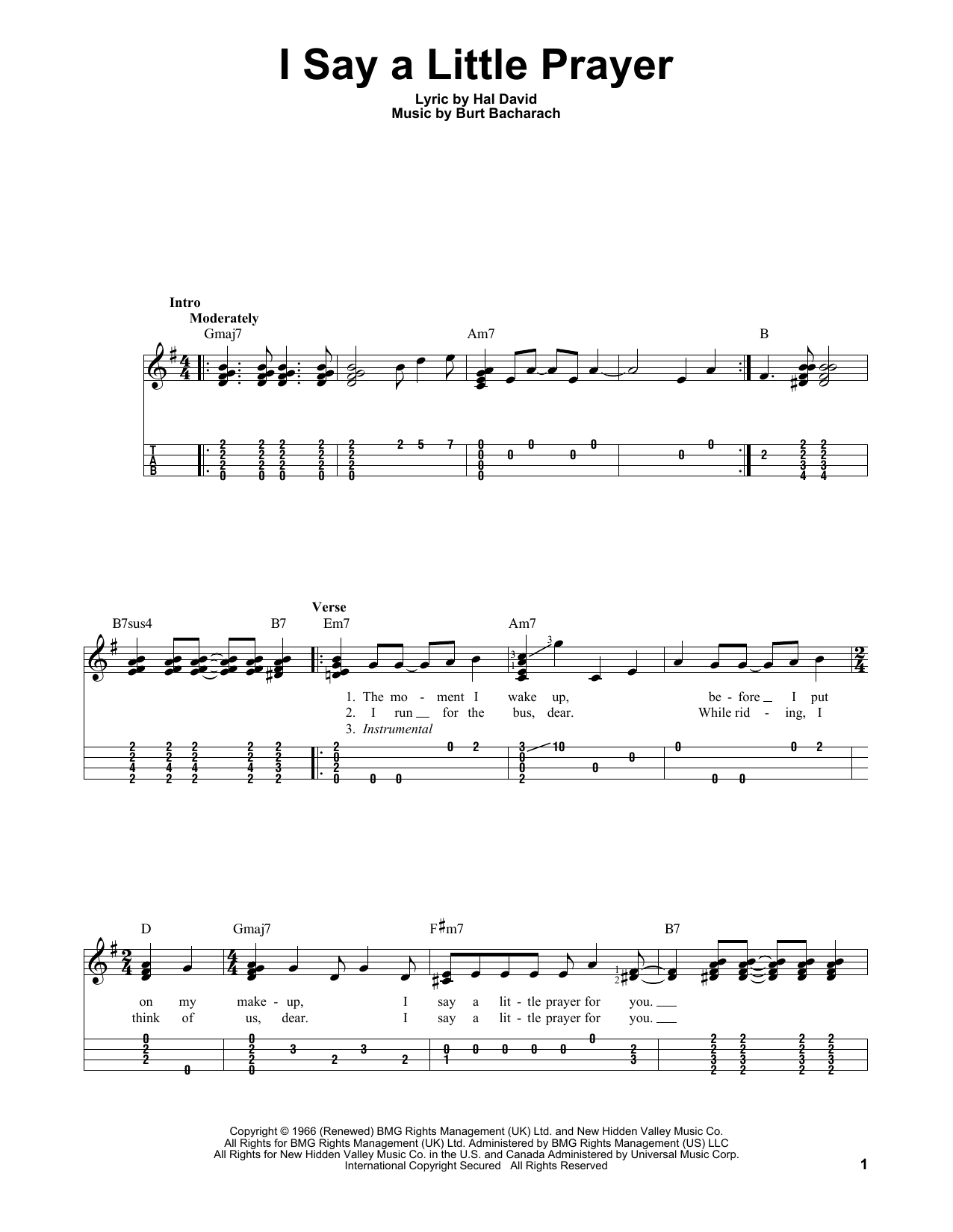 Produktgalerie: Seite 1 von 1 I Say A Little Prayer, Dionne Warwick, Ukulele