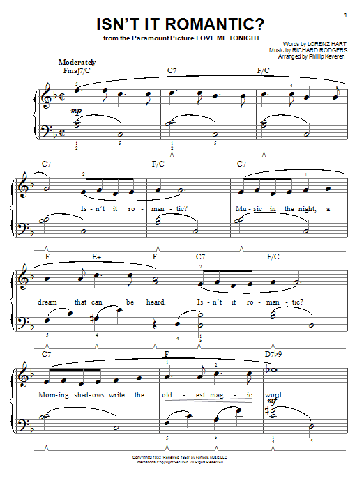 Product picture to: Isn't It Romantic? (arr. Phillip Keveren)