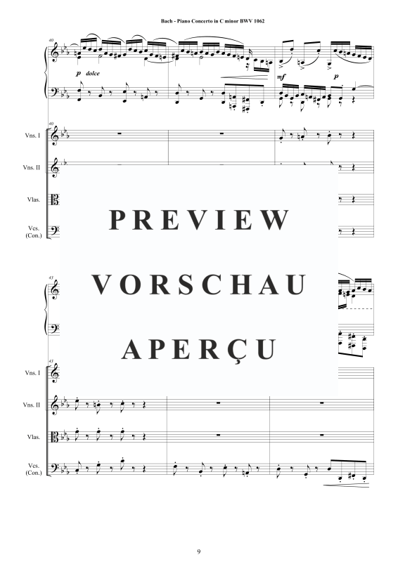 Produktgalerie: Seite 10 von 11 Klavierkonzert C-Moll BWV 1062, , Klavier Solo und Streichorchester