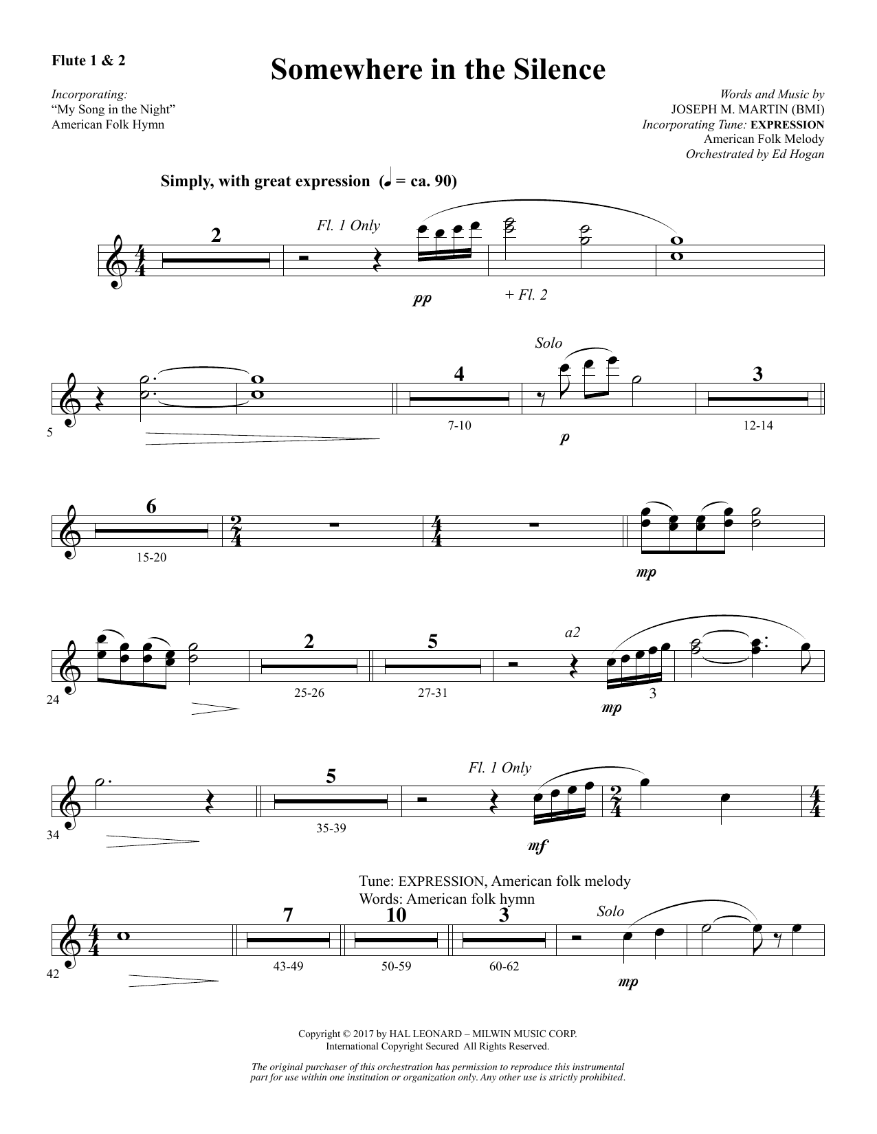Produktbild zu: Somewhere in the Silence - Flute 1 & 2