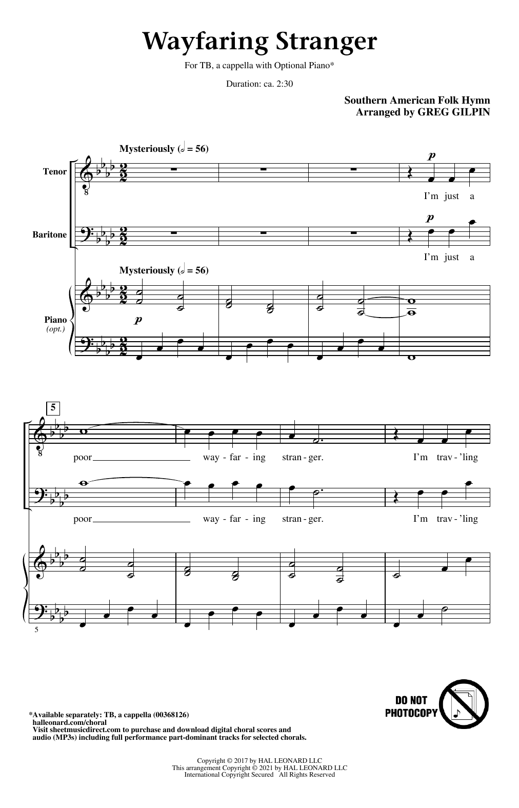 Produktgalerie: Seite 1 von 1 Wayfaring Stranger (arr. Greg Gilpin), Southern American Folk Hymn, Chor