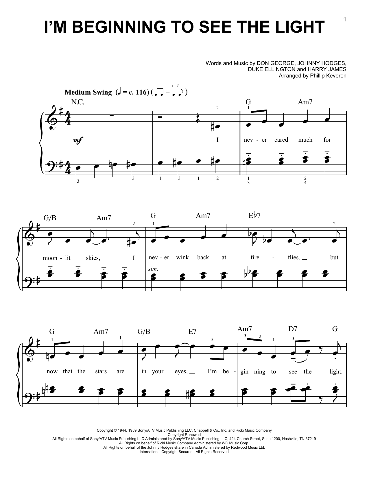 Produktbild zu: I'm Beginning To See The Light (arr. Phillip Keveren)