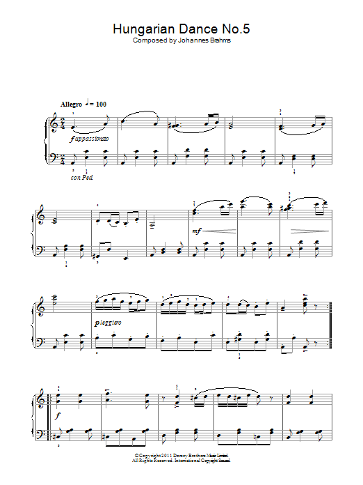 Produktgalerie: Seite 1 von 1 Hungarian Dance No.5, Johannes Brahms, Klavier