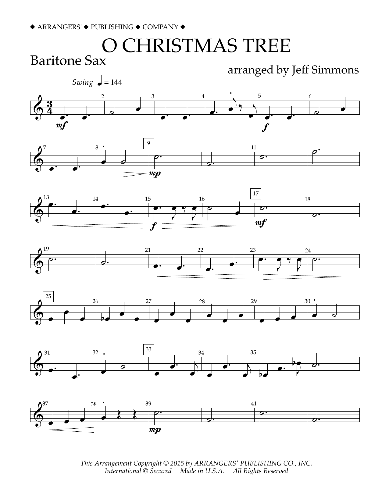 Product gallery: Page 1 of 1 O Christmas Tree - Eb Baritone Saxophone, Jeff Simmons