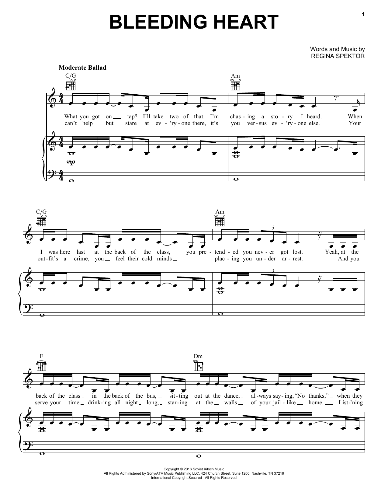 Produktgalerie: Seite 1 von 1 Bleeding Heart, Regina Spektor, Gesang, Gitarre, Klavier