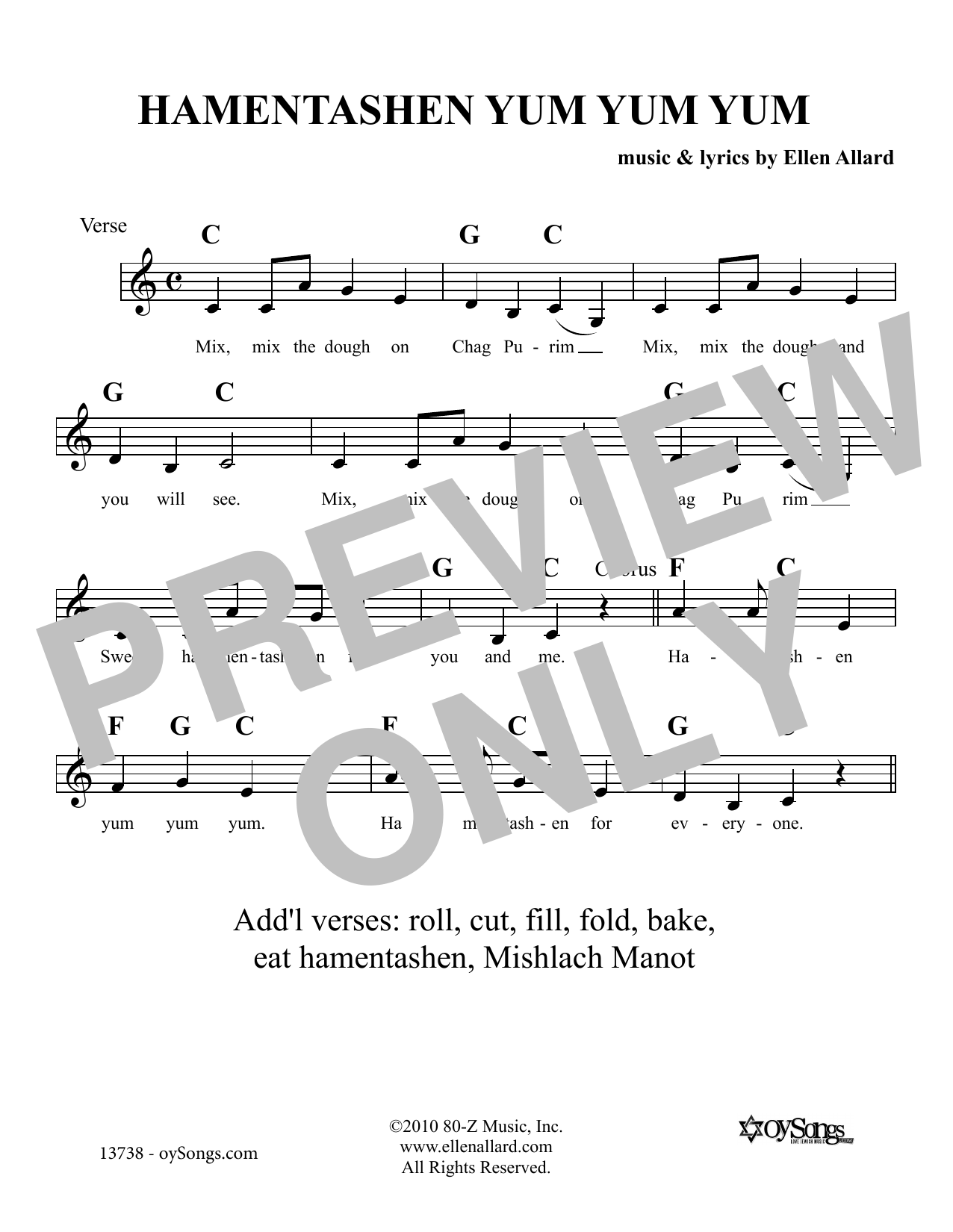 Produktgalerie: Seite 1 von 1 Hamentashen Yum Yum Yum, Ellen Allard, Melodieinstrument