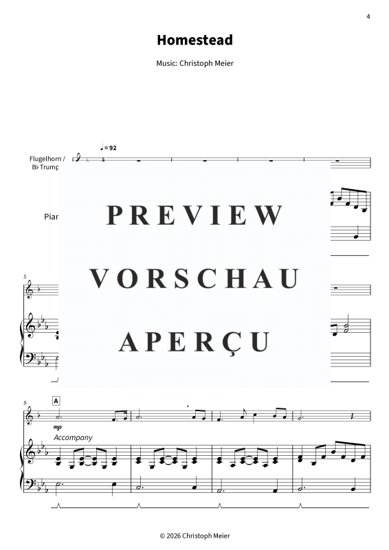 gallery: Homestead - Gentle Melodies for Weddings, Church, and Other Occasions, , Trompete in B und Klavier