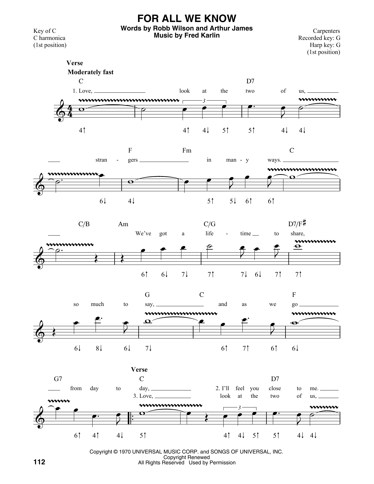 Product gallery: Page 1 of 1 For All We Know, Carpenters