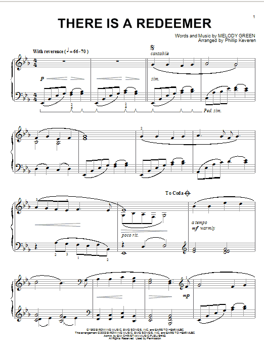 Produktbild zu: There Is A Redeemer (arr. Phillip Keveren)