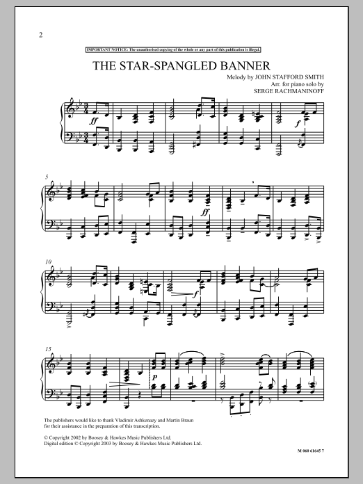 Product gallery: Page 1 of 1 The Star Spangled Banner, Serge Rachmaninoff