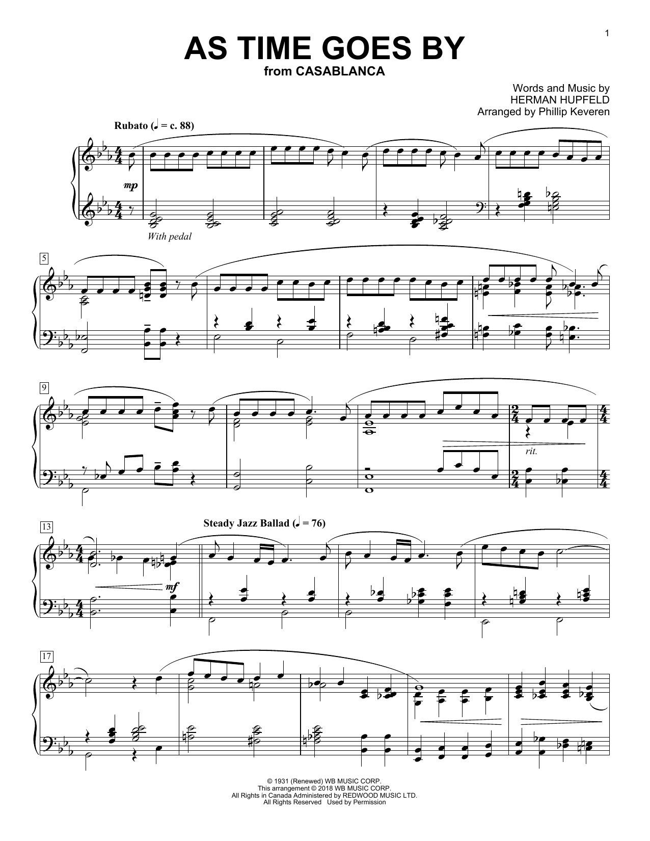 Product gallery: Page 1 of 1 As Time Goes By (arr. Phillip Keveren), Nilsson