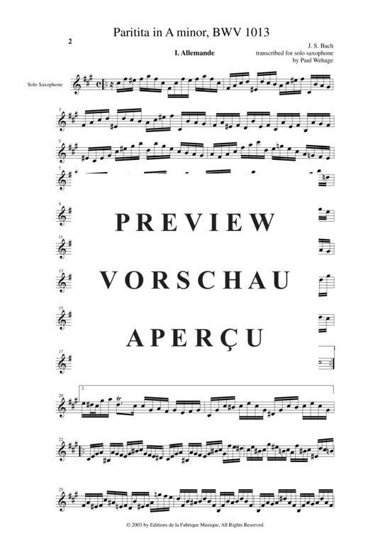 Product gallery: Page 3 of 8 Partita in A Moll BWV 1013 , , (Saxophon Solo)
