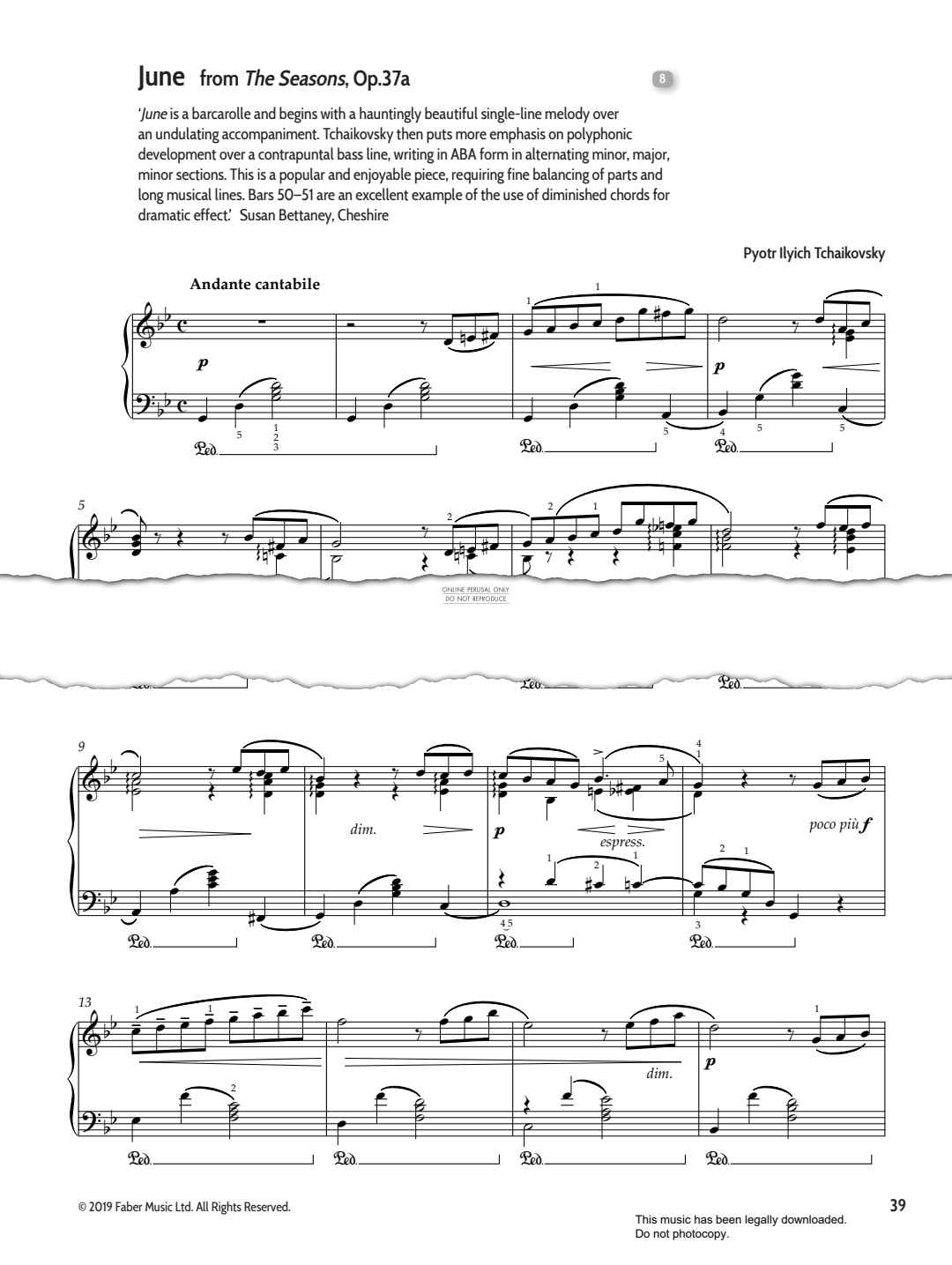 Produktgalerie: Seite 1 von 1 June (from 'The Seasons Op.37a'), Pyotr Ilyich Tchaikovsky, Klavier