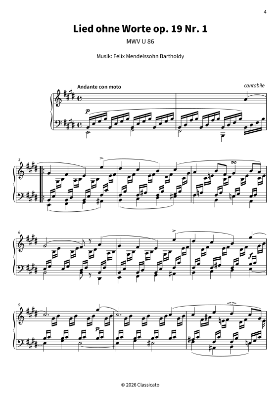 Produktgalerie: Seite 1 von 11 Lieder ohne Worte op. 19, , Klavier Solo