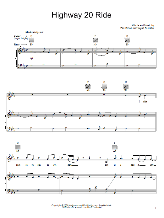 Produktgalerie: Seite 1 von 1 Highway 20 Ride, Zac Brown Band, Gesang, Gitarre, Klavier