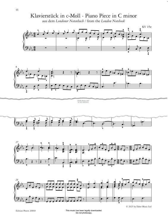 Produktbild zu: Piano Piece in C minor, KV 15z
