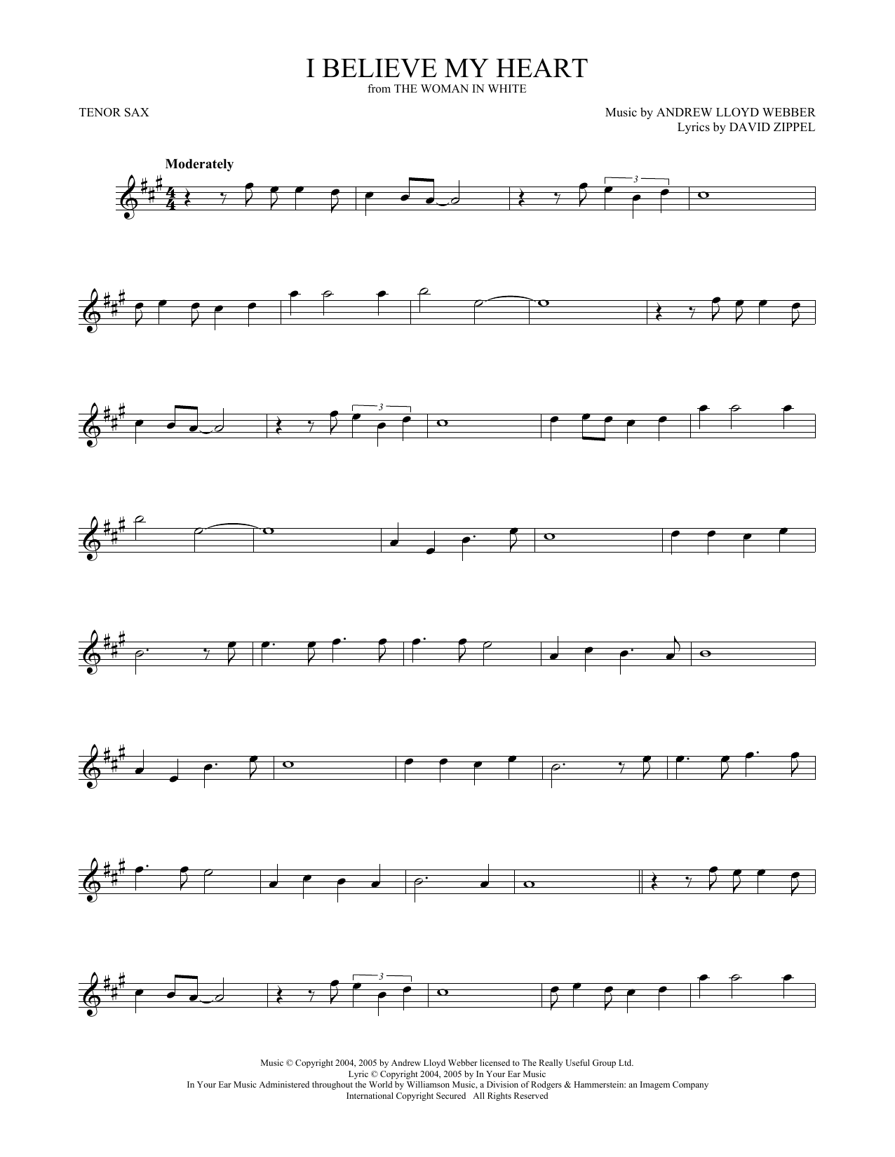 Product gallery: Page 1 of 1 I Believe My Heart (from The Woman In White), Andrew Lloyd Webber