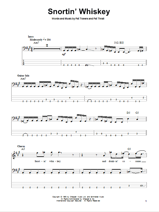 Produktgalerie: Seite 1 von 1 Snortin' Whiskey, Pat Travers, E-Bass