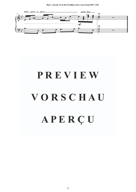Product gallery: Page 4 of 4 Choral No.16 in B-Dur (Du Friedfürst, Herr Jesu Christ) BWV 1102, , Solo Piano