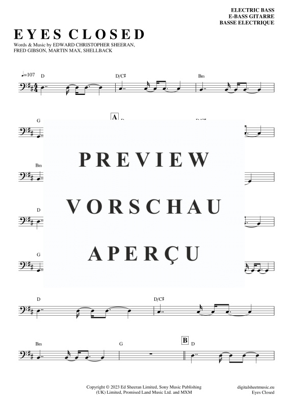 Product gallery: Page 2 of 5 Eyes Closed , Sheeran, Ed, Bass Guitar