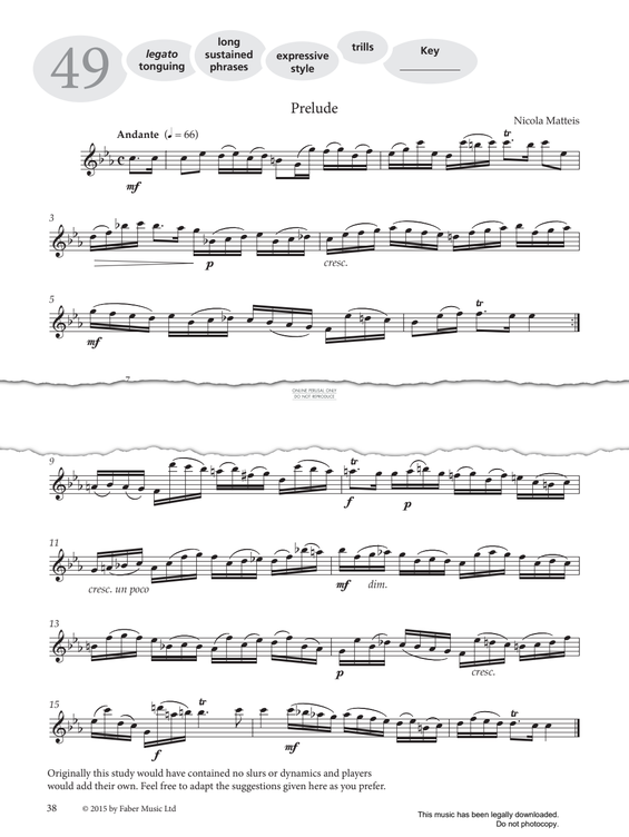 Product gallery: Page 1 of 1 Study No.49 Prelude (from 'More Graded Studies For Flute Book One'), Nicola Matteis