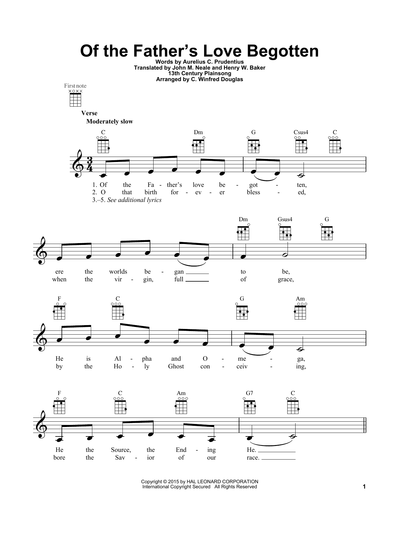 Produktgalerie: Seite 1 von 1 Of The Father's Love Begotten, Aurelius C. Prudentius, Ukulele