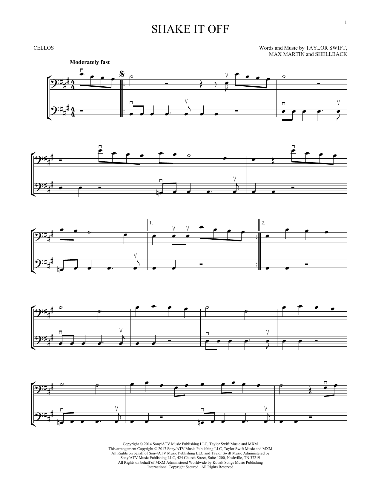 Produktgalerie: Seite 1 von 1 Shake It Off, Taylor Swift, Violoncello