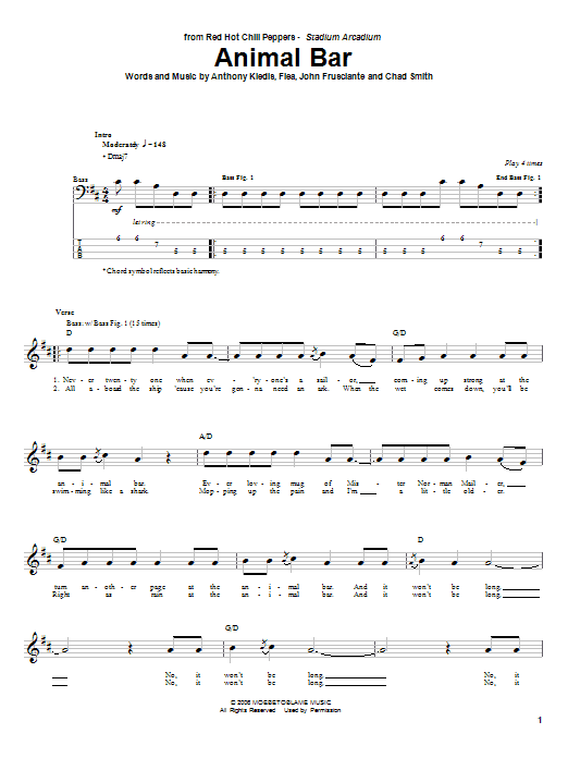 Produktgalerie: Seite 1 von 1 Animal Bar, Red Hot Chili Peppers, E-Bass