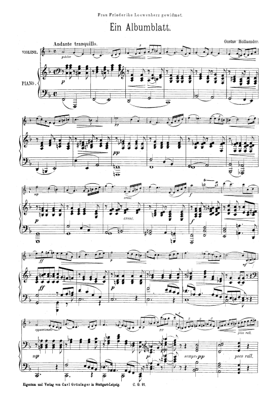 Product picture to: Albumblatt Gustav Hollaender