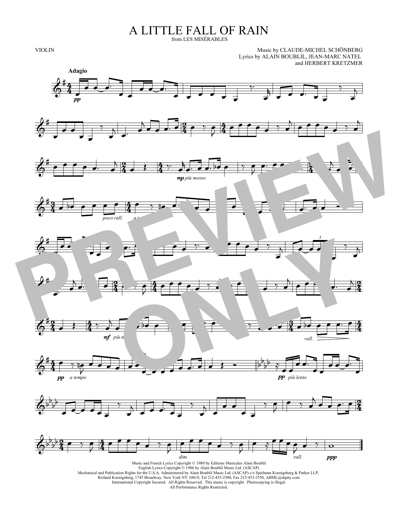 Product gallery: Page 1 of 1 A Little Fall Of Rain, Claude-Michel Schönberg