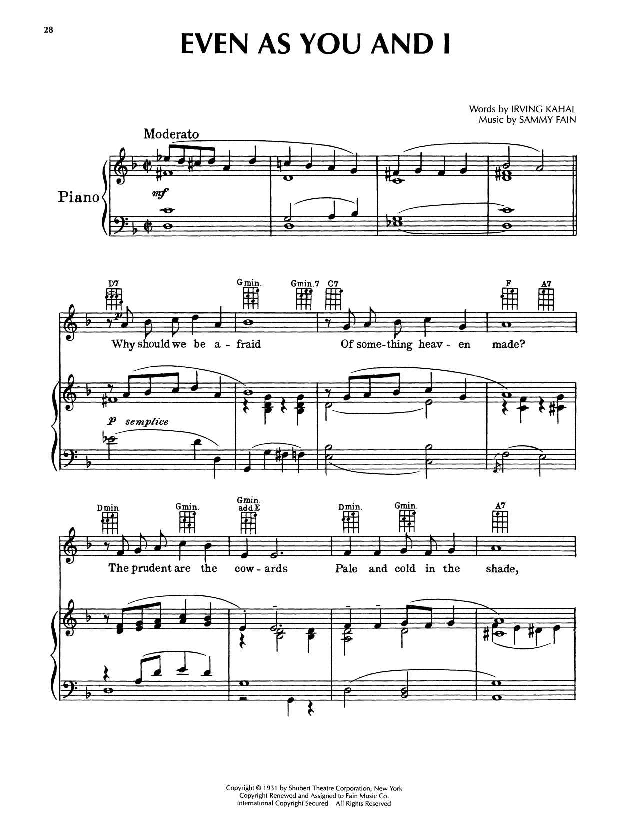 Produktgalerie: Seite 1 von 1 Even As You And I, Sammy Fain, Gesang, Gitarre, Klavier