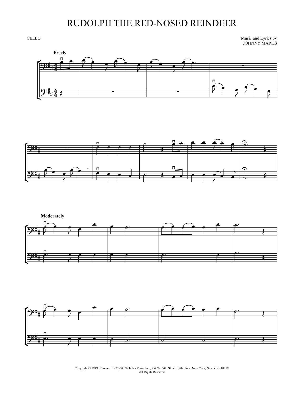 Produktgalerie: Seite 1 von 1 Rudolph The Red-Nosed Reindeer, Johnny Marks, Violoncello