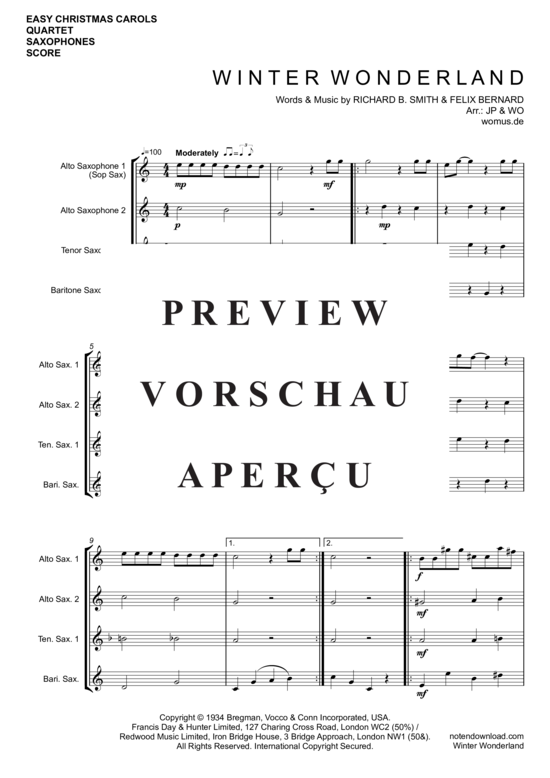 Product gallery: Page 2 of 9 Winter Wonderland (Jazz-Version)  (Saxophon Quartett A(S) , Crosby, Bing, ATB)