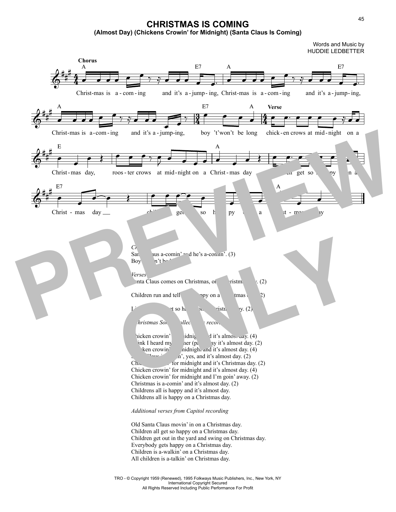 Produktgalerie: Seite 1 von 1 Christmas Is Coming (Almost Day) (Chickens Crowin' For Midnight) (Santa Claus Is Coming), Lead Belly, Melodieinstrument