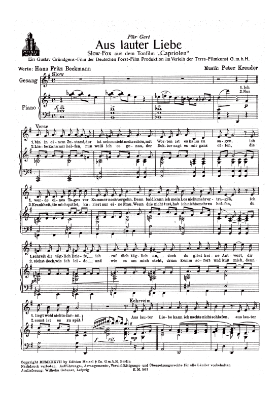 Produktbild zu: Aus lauter LiebeSlowfox aus dem Film: Capriolen